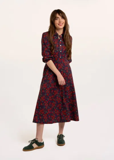 Brakeburn Elm 3/4 Sleeve Collared Dress In Navy