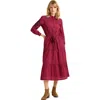 Brakeburn Embers Long Sleeve Tie Waist Midi Dress In Burgundy