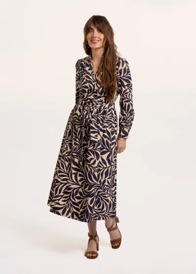 Brakeburn Fern Long Sleeve V-neck Wrap Dress In Cream