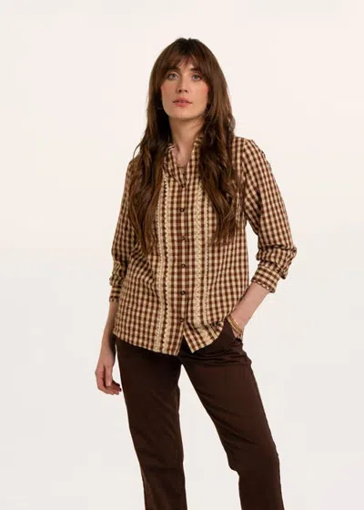 Brakeburn Fiorella Gingham Textured Blouse In Multi
