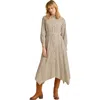 Brakeburn Forrest Long Sleeve Shirt Midi Dress In Neutral