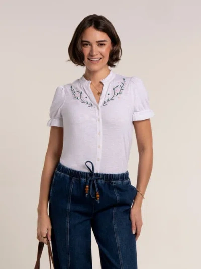 Brakeburn Isadora Embroidery Detail Blouse In White