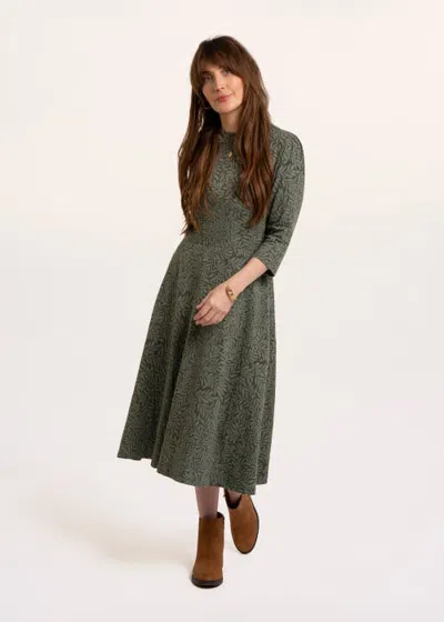 Brakeburn Leyland Slub Jersey Printed Midi Dress In Green
