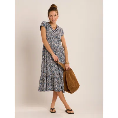 Brakeburn Lucia Tiered Midi Dress In Blue