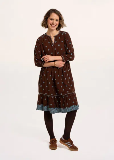 Brakeburn Nepas Floral Border Dress In Brown