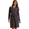 Brakeburn Rowan Long Sleeve V-neck Midi Dress In Blue