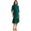 Brakeburn Starry 3/4 Sleeve High Neck Midi Dress In Green