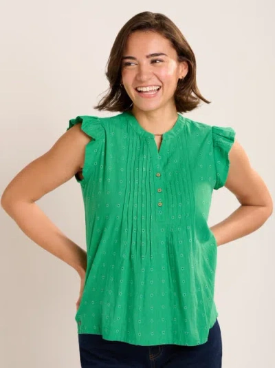 Brakeburn Talita Pintuck Detail Blouse In Green