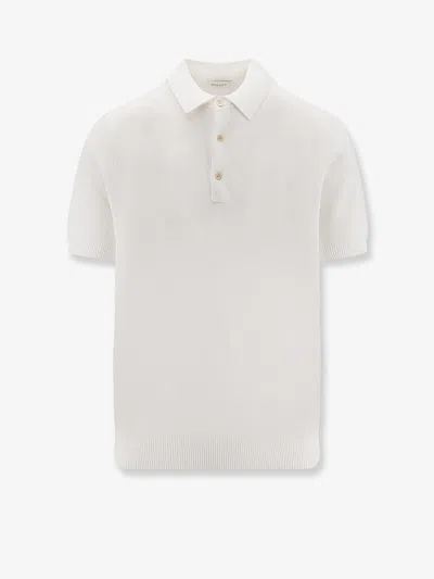 Bramani Cashmere Cotton And Silk Blend Polo In White