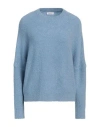 Bramani Cashmere Woman Sweater Sky Blue Size S/m Cashmere, Polyamide In Blue