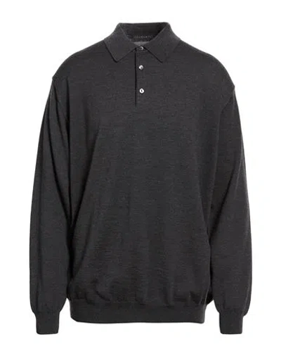 Bramante Man Sweater Charcoal Size 48 Merino Wool In Burgundy