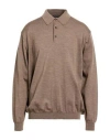 Bramante Man Sweater Light Brown Size 48 Virgin Wool