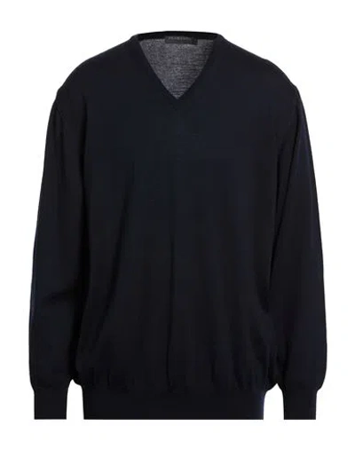 Bramante Man Sweater Midnight Blue Size 48 Virgin Wool In Black