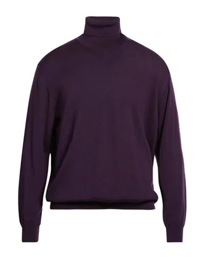 Bramante Man Turtleneck Purple Size 44 Virgin Wool