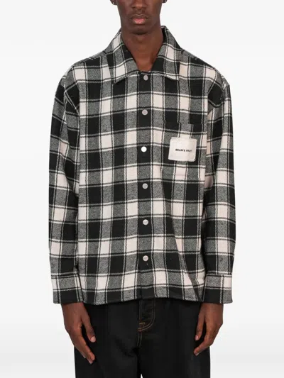 Bram's Fruit Check-pattern Logo-patch Flanel Overshirt In Multi