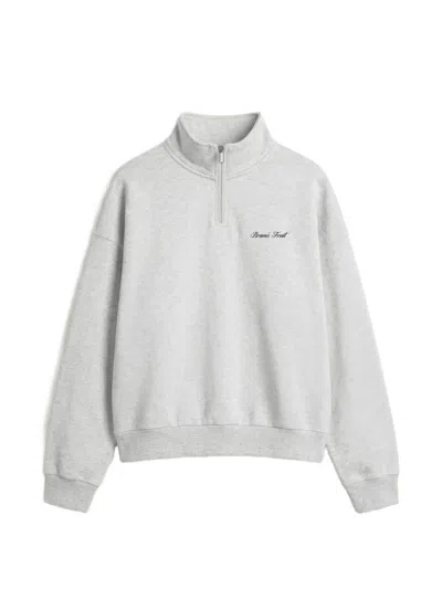 Bram's Fruit Logo-embroidered Quarter-zip Sweatshirt In Gray