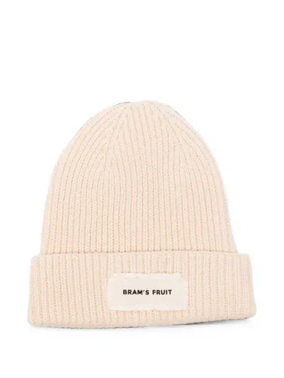 Bram's Fruit Ribbed-knit Logo-patch Beanie Hat In Neutral