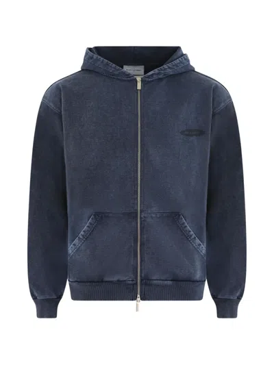 Bram's Fruit Slogan-print Zip-up Hoodie In Blue