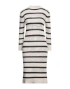Brand Unique Woman Midi Dress Beige Size 2 Acrylic, Cotton, Viscose, Wool In Beige