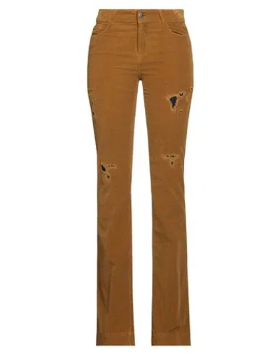 Brand Unique Woman Pants Camel Size 1 Cotton, Elastane In Beige