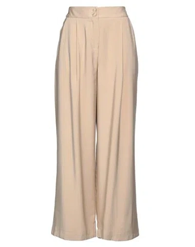 Brand Unique Woman Pants Sand Size 3 Viscose, Polyester In Beige