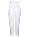 Brand Unique Woman Pants White Size 0 Cotton, Elastane