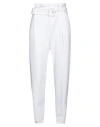 Brand Unique Woman Pants White Size 1 Cotton, Polyester In White
