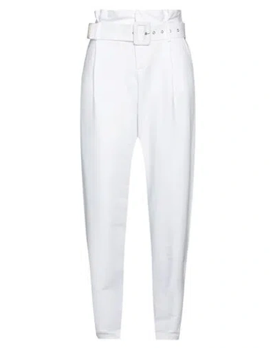 Brand Unique Woman Pants White Size 1 Cotton, Polyester