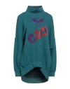 Brand Unique Woman Sweatshirt Deep Jade Size 1 Cotton In Green