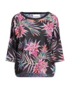 Brand Unique Woman T-shirt Black Size 1 Polyester, Elastane In Black