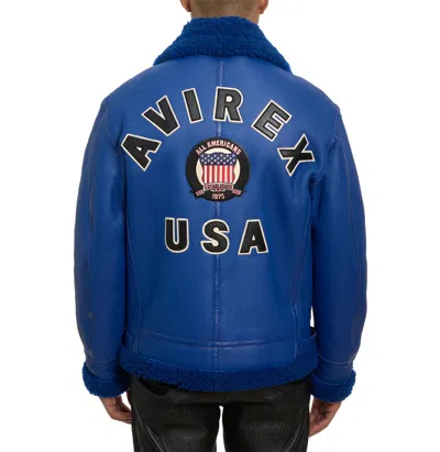 Pre-owned Branded Avirex American Icon Usa Shearling Avaitor Leather Jacket | Mens Bomber Jacket In Black