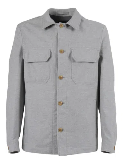 Brando Button-fastening Flap-pockets Shirt Jacket In Gray