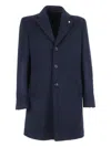 Brando Button-fastening Wool-blend Coat In Blue