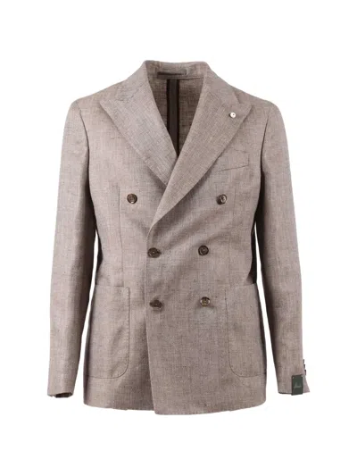 Brando Double-breasted Blazer In Brown