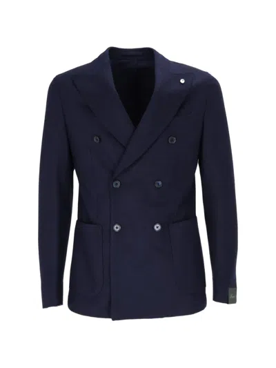 Brando Double-breasted Peak-lapel Blazer In Blue
