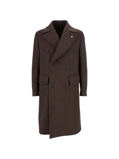 Brando Double-breasted Peak-lapel Coat In Brown
