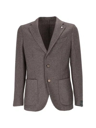 Brando Herringbone-pattern Blazer In Brown