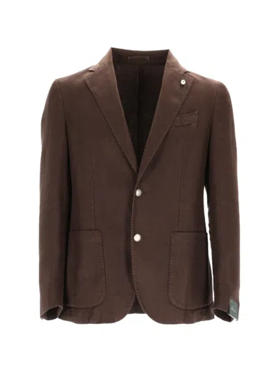 Brando Herringbone-weave Single-breasted Blazer In Brown