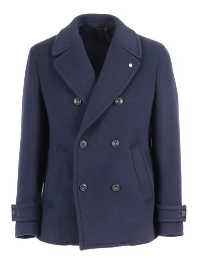 Brando-lubiam Double-breasted Wool Coat With Classic Lapel And Structured Silhouette In Blue