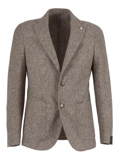 Brando-lubiam Textured Fabric Tailored Blazer With Classic Notch Lapel In Gray