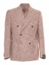 Brando-lubiam Textured Double-breasted Jacket With Tailored Fit In Brown