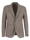 Brando-lubiam Textured Fabric Tailored Blazer With Classic Notch Lapel In Gray