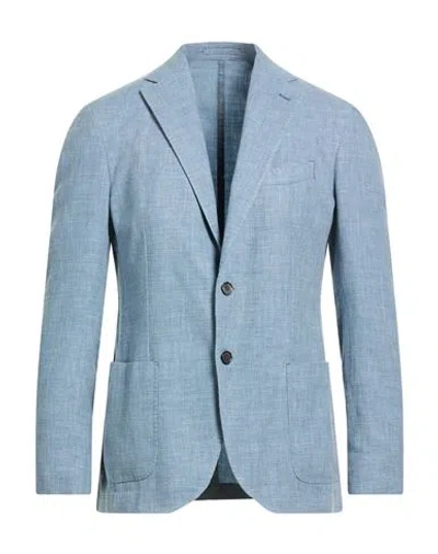 Brando Man Blazer Azure Size 36 Virgin Wool, Linen, Nylon In Yellow