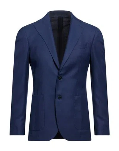 Brando Man Blazer Navy Size 50 Virgin Wool In Blue