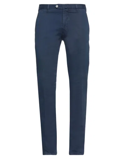Brando Man Pants Navy Size 40 Cotton, Elastane In Navy Blue