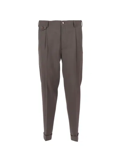 Brando Pleated Cuffed Trousers In Brown