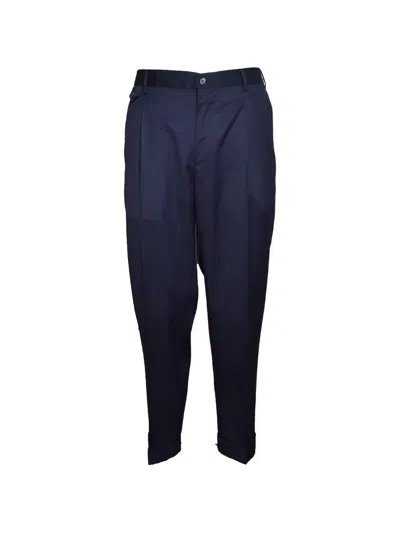 Brando Pleated Turn-up Trousers In Blue
