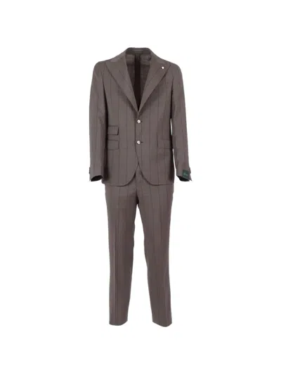 Brando Single-breasted Striped Suit In Brown