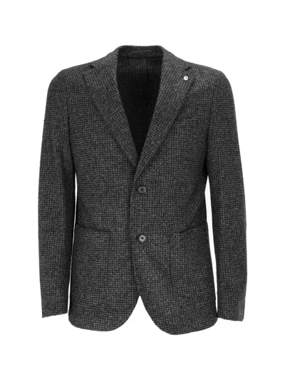 Brando-lubiam Tailored Jacket With Subtle Checkered Pattern And Slim Fit In Grey