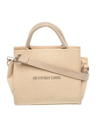Pre-owned Brandon Blackwood Canvas Top Handle Bag In Neutrals